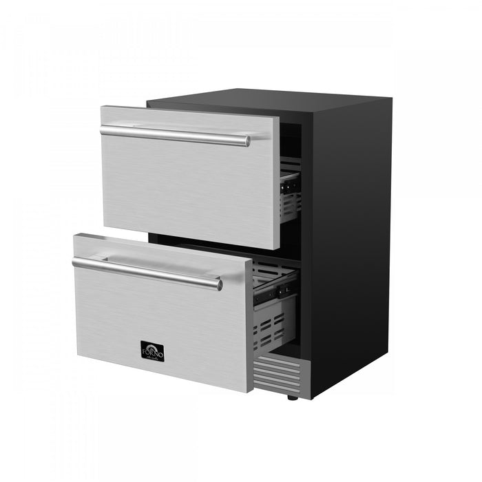 Forno Cosenza 24 Inch Built-In Indoor/Outdoor Drawer Freezer with Ice Maker, 4.69 cu.ft. - FDRBI1838-24S