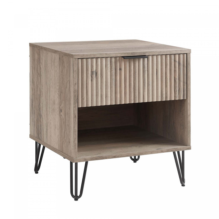 Dumbo Modern 20\" Fluted Nightstand in Rustic Gray (1-Drawer)