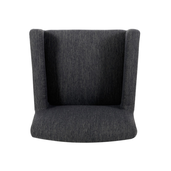 Lewis 26\" Seat Height Counter Stools Set Of 2 With Upholstered Fabric And Solid Wood Legs, Charcoal