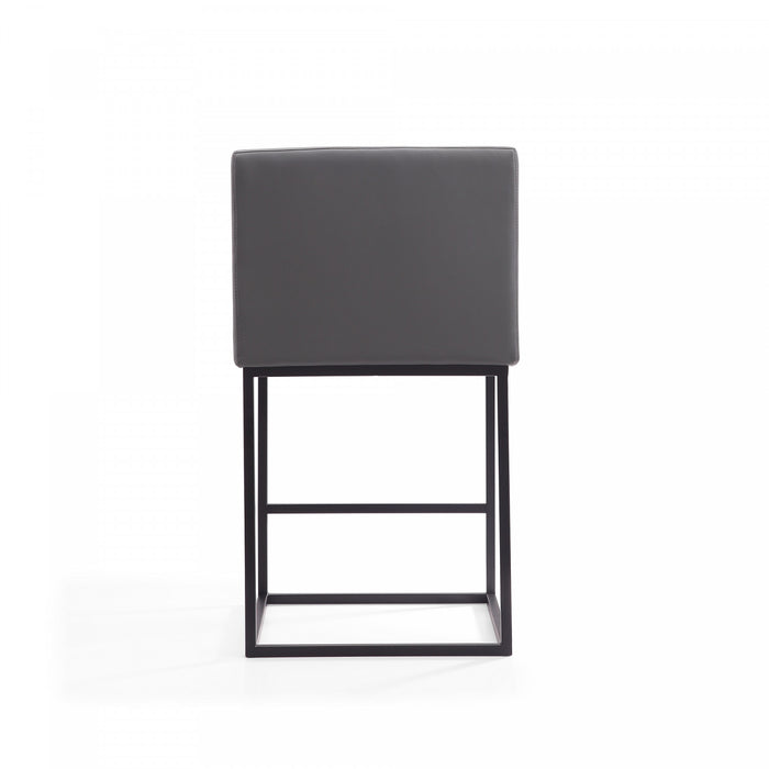 Ambassador Mid-Century Modern Metal Upholstered Counter Stool in Gray - Set of 3 Bar Stool