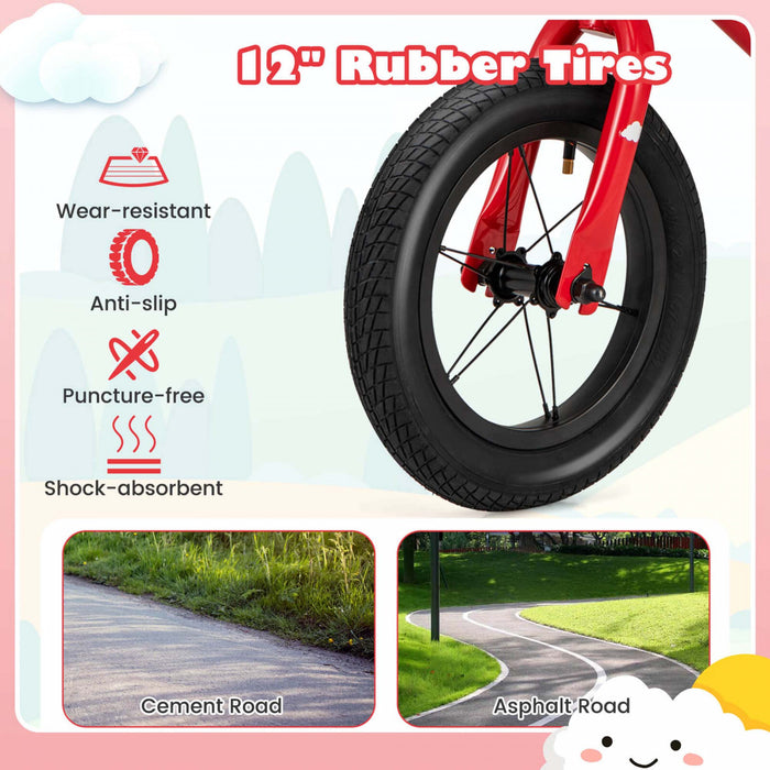 Costway 12 Inch Toddler Balance Bike No Pedal Training Bicycle With Inflatable Rubber Tires Red