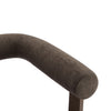 Crest Modern Upholstered Round Arm Accent Chair with Three-Leg Design, Dark Brown, Walnut | Crest Fauteuil d'Appoint Moderne a Accoudoirs Ronds et Pieds Triangulaires, Brun Fonce, Noyer