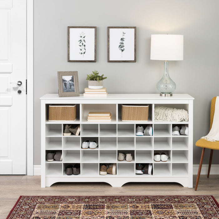 Shoe Cubby Console - White