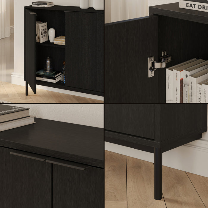 Nordika Slim 2-Door Storage Console Accent Cabinet - Black