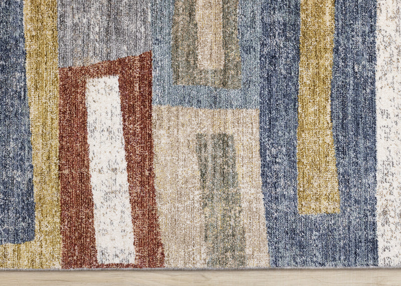 Macey Modern Grey Blue Red Sophisticated Area Rug - 7'10\" x 10'2\"