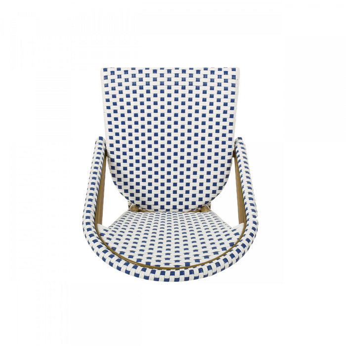 Julien Faux Ratten and Aluminum French Bistro Chairs, Set of 2 - Blue and White
