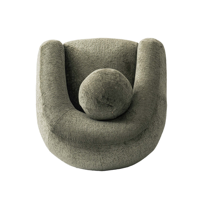 Tribeca Mid-Century Modern Chenille Lounge Chair in Olive Green