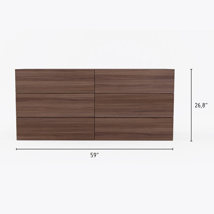 Nordika James 6-Drawer Dresser - Walnut