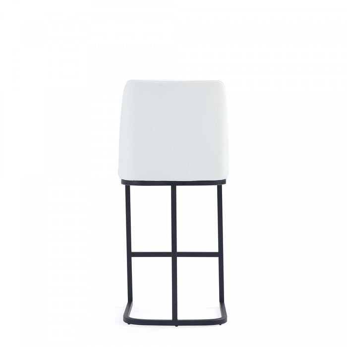 Serena Modern Metal Upholstered Counter Stool in White Armoire