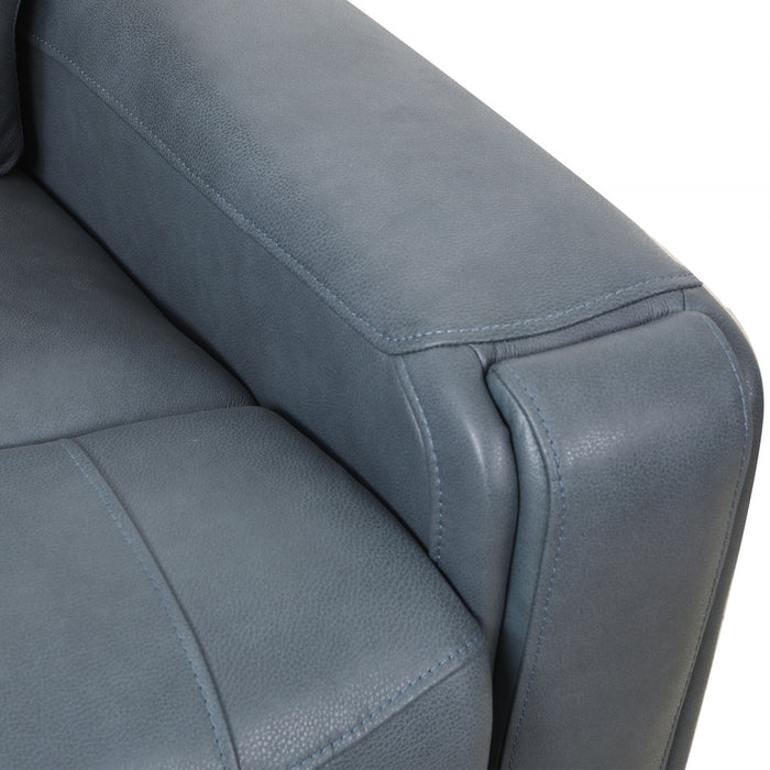 Bellamy 58 in. Leather Match Power Reclining Loveseat with Adjustable Headrest and USB - Blue