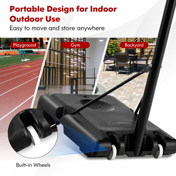 Costway 4.25-10ft Portable Adjustable Basketball Hoop System With 44\" Backboard 2 Nets