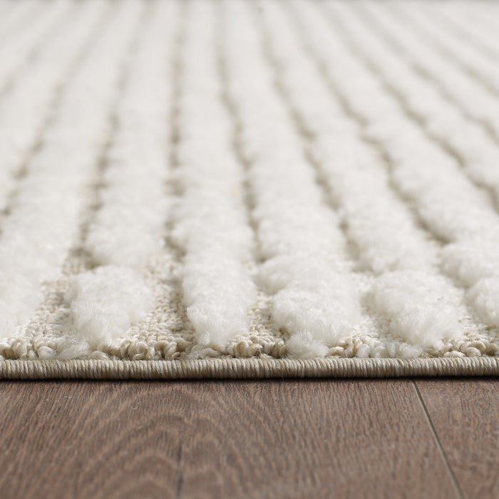 Quinto Beige Waves Shag Area Rug - 2'7\" x 8'