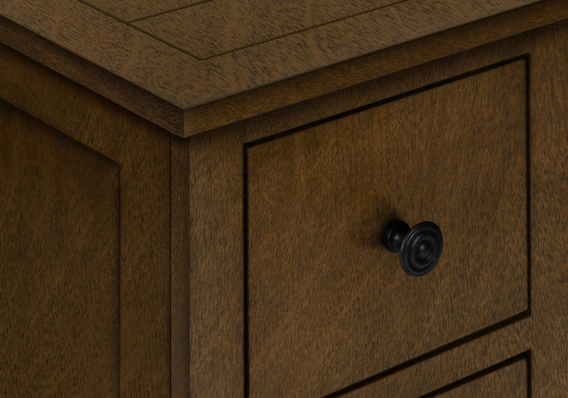 Accent Side End Table Nightstand Narrow Bedroom Storage Drawer Brown Veneer Transitional