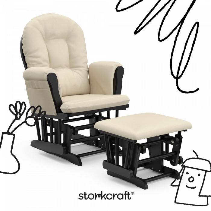 Storkcraft Hoop Glider and Ottoman - Black/Beige