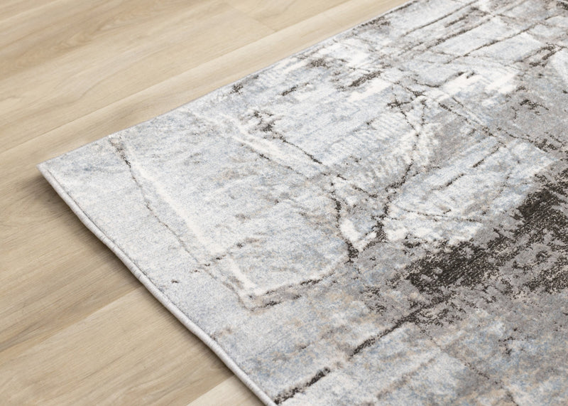 Hadley Grey Taupe Blue Distressed Design Rug, 7'10\" x 10'6\" Indoor Area Rug