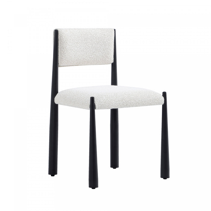 Lennor Mid-Century Modern Boucle Metal Side Chair in Cream - Set of 2