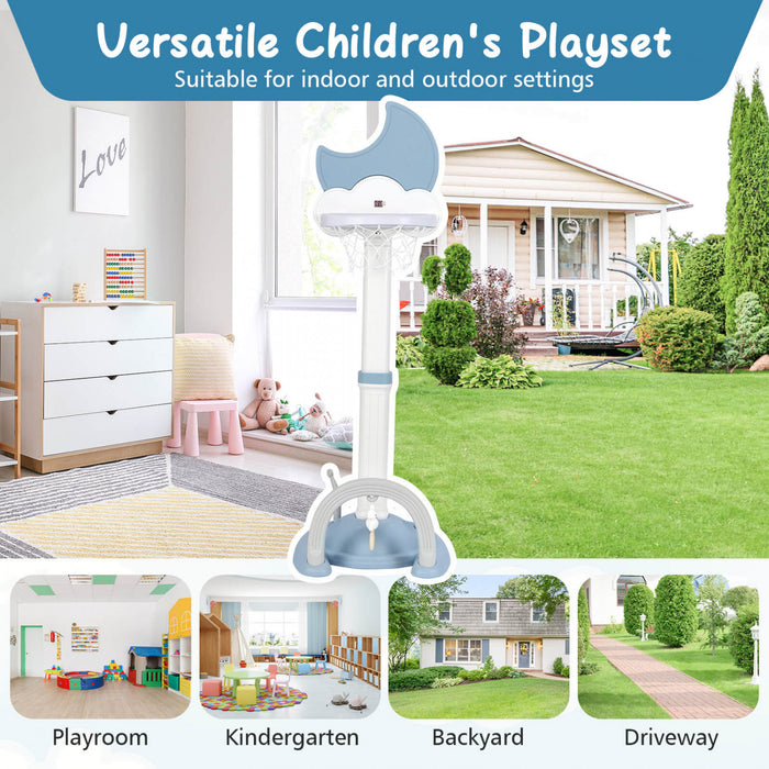 Costway 4-in-1 Toddlers Basketball Hoop With Basketball Soccer Golf And Ring Toss Game
