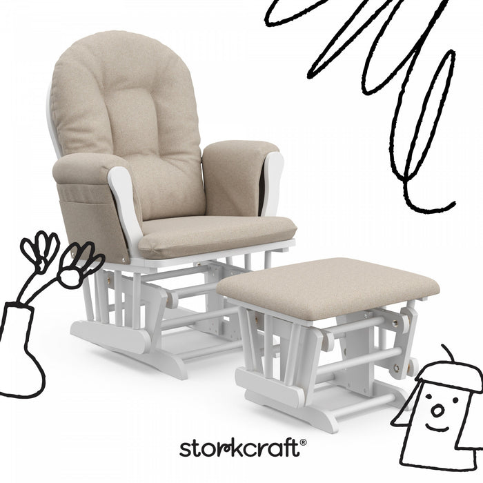 Storkcraft Hoop Glider and Ottoman - White/Taupe Swirl
