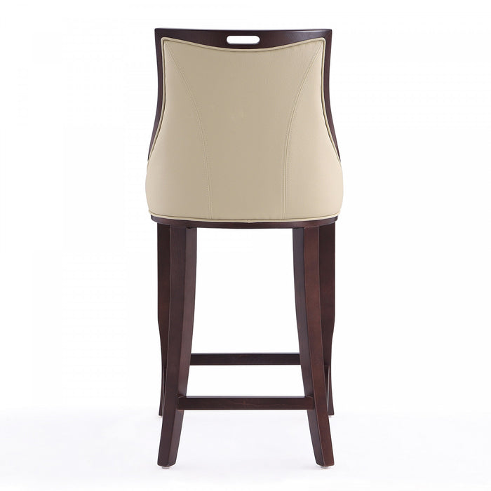 Emperor Traditional Wood Upholstered Barstool in Cream - Set of 2