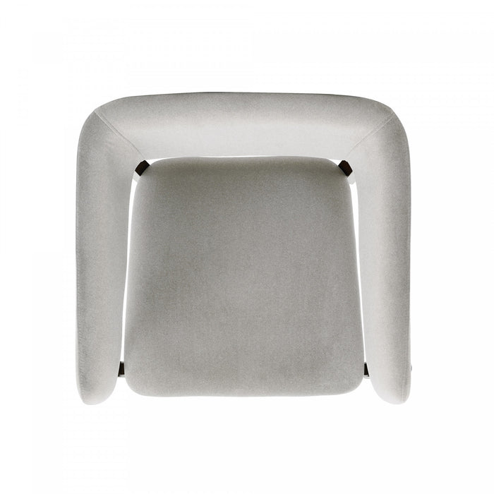 Blake Modern Wood Faux Mohair Armchair in Greige
