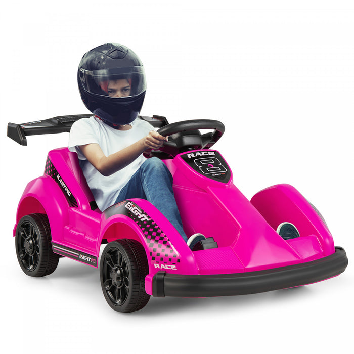 6v Battery Powered Go Kart Kids Ride On 4 Wheel Racer Rc W/ Bumper & Music Pink