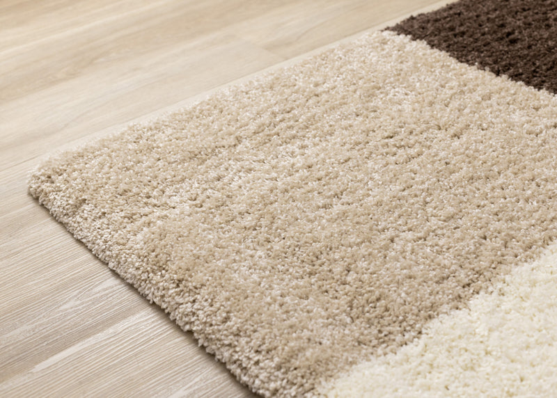Fairmont Brown Beige White Checkered Rug, 7'10\" x 10'6\" Indoor Area Rug