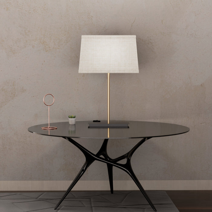 24\" Gold Classic Square Table Lamp with Textured Shade