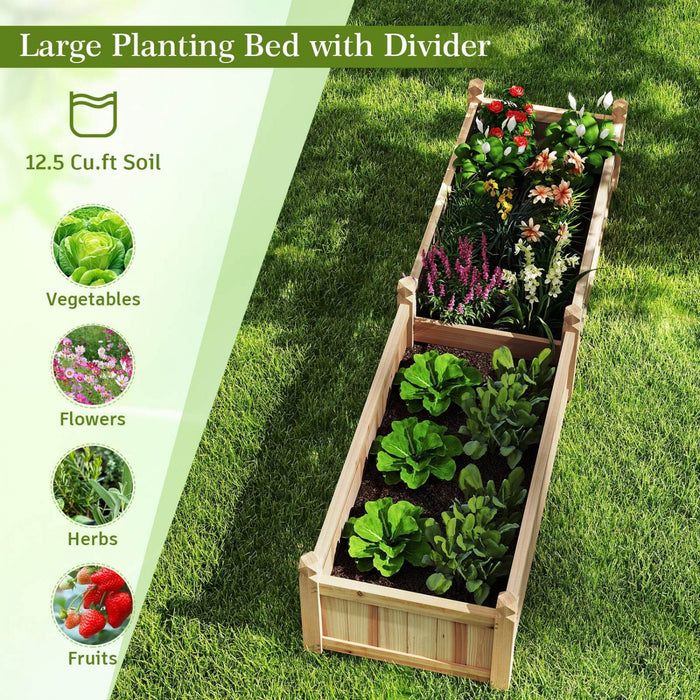 Costway Wooden Raised Garden Bed Outdoor Rectangular Planter Box Whth Drainage Holes, Natural