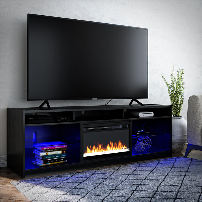 Ameriwood Home Luna Electric Fireplace TV Stand for TVs up to 75\" - Black Oak