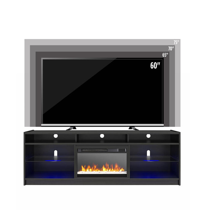 Ameriwood Home Luna Electric Fireplace TV Stand for TVs up to 75\" - Black Oak