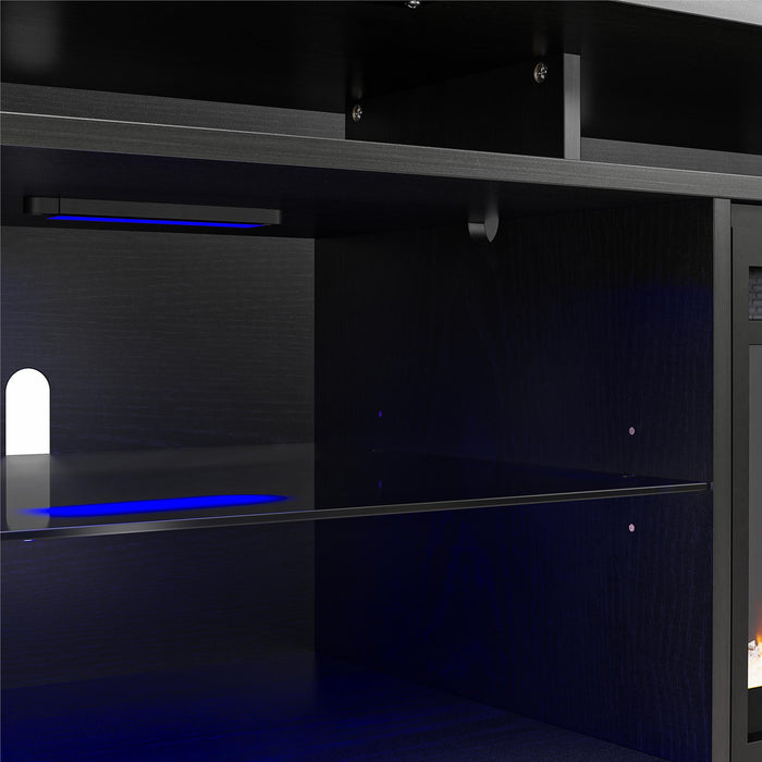 Ameriwood Home Luna Electric Fireplace TV Stand for TVs up to 75\" - Black Oak