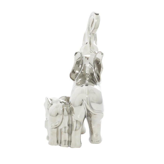 Ceramic 11\" Elephant with Baby