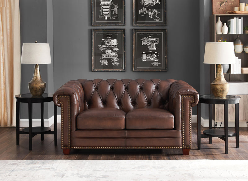 Hydeline Standwood Leather Loveseat - Brown