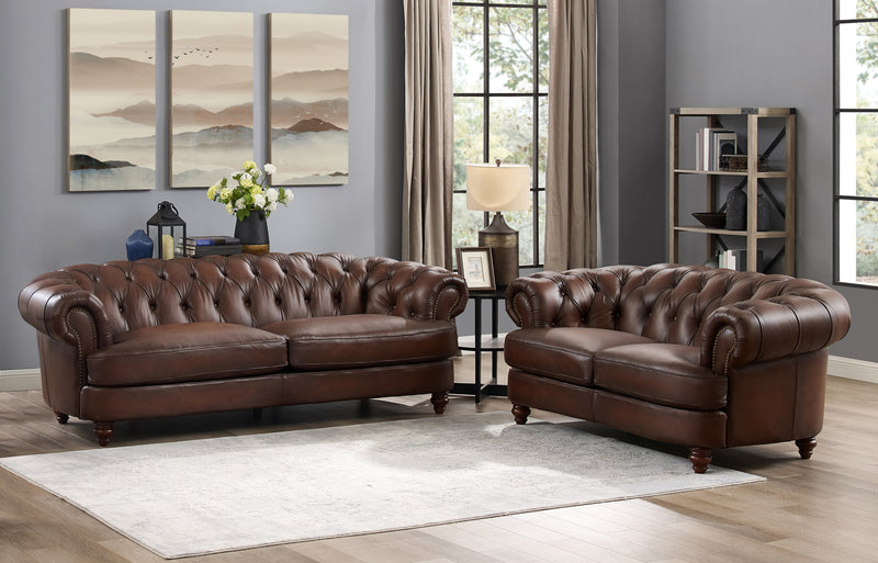 Hydeline Brixton Leather Sofa - Brown