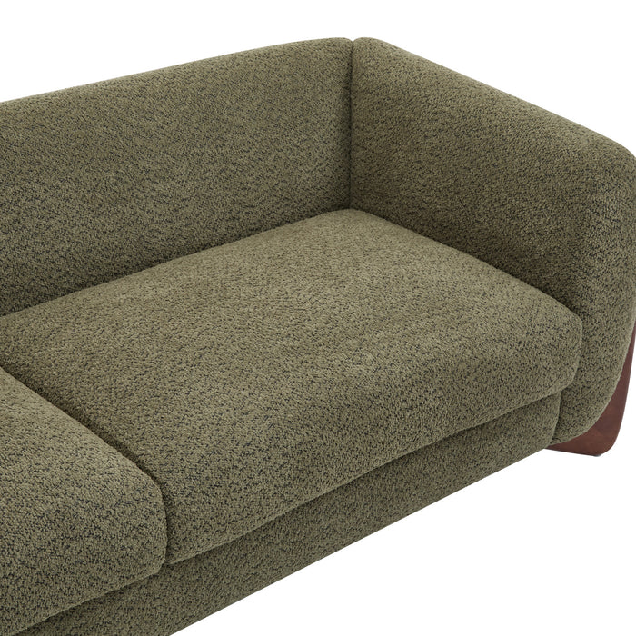 Harold 82.75\" Wood Boucle Sherpa 3-Seater Sofa,Olive Green Loveseat