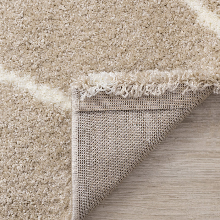 Fairmont Taupe Cream Curved Lines Rug, 6'7\" x 9'6\" Indoor Area Rug