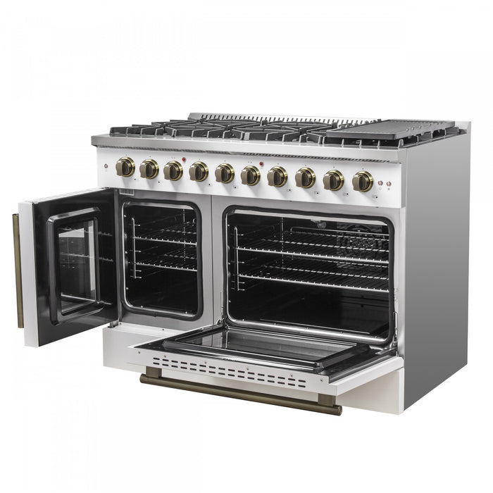 Forno Galiano 48\" White Gas Range, 4.32 cu.ft- FFSGS6444-48WHT