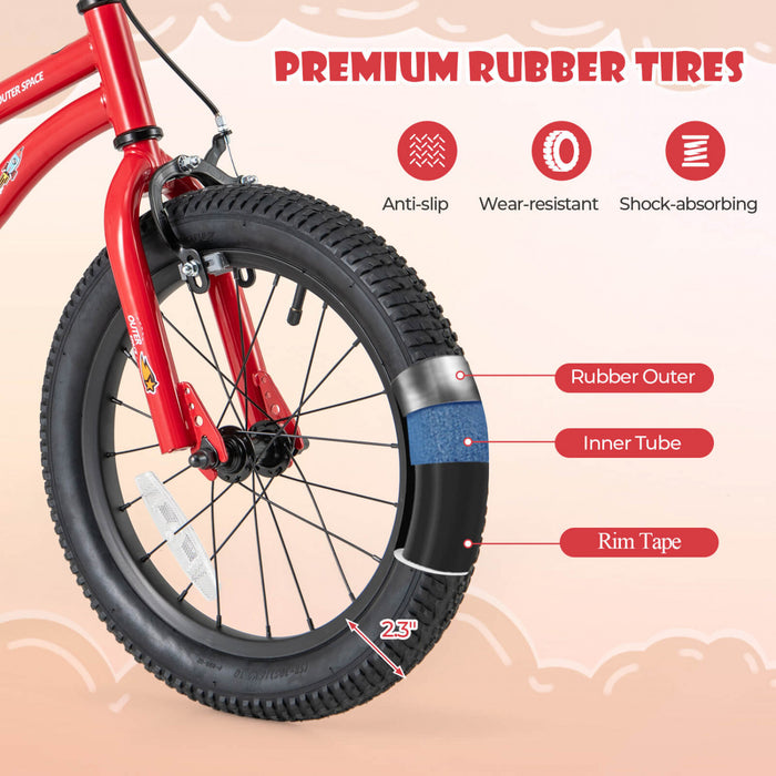 Costway 16-inch Kid's Bike For 4-7 Years Old With Adjustable Saddle & Anti-slip Handlebar Red
