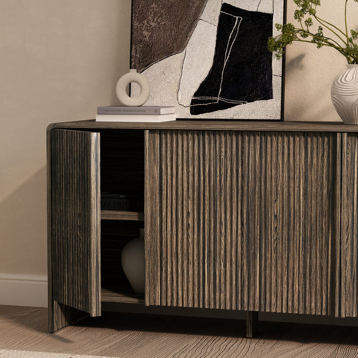 Novara Contemporary 60\" Sideboard in Jacobean Walnut (4-Door)