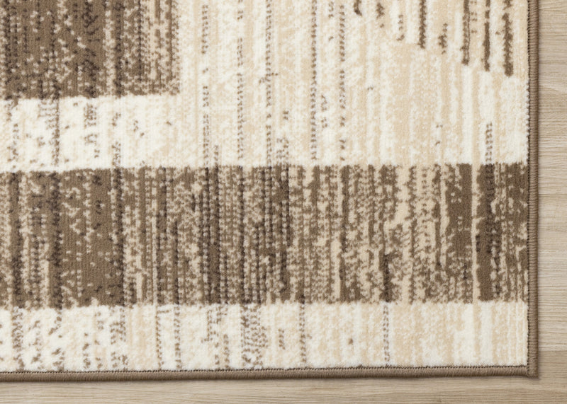 Forte Brown Beige Cream Abstract Geometric Design Area Rug - 5'3\" x 7'5\"