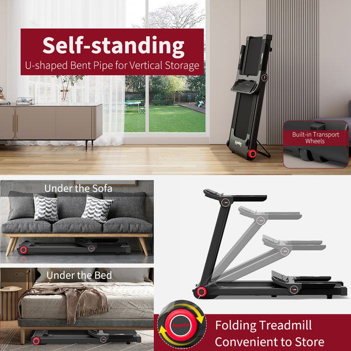 Superfit 3.75hp Folding Treadmill Electric Running Machine W/bluetooth App Self-standing