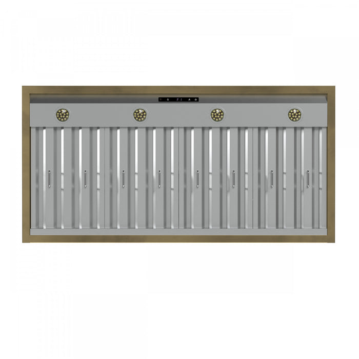 Forno Vittorio 48-Inch Wall Mount Range Hood, White with Antique Brass Trim-FRHWM5078-48BLK