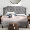 Kellen Upholstered Platform Bed with Headboard in Light Grey - Full Size | Kellen lit plateforme rembourré avec tête de lit gris pâle - Double