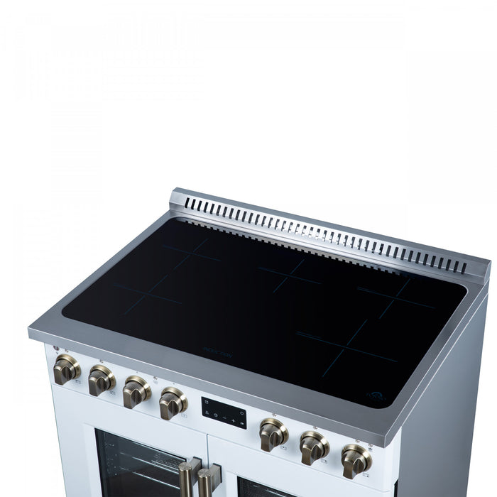 Forno Torino French Door 36 Inch White Induction Range, 5.36 cu.ft. - FFSIN0950-36WHT Electric Range