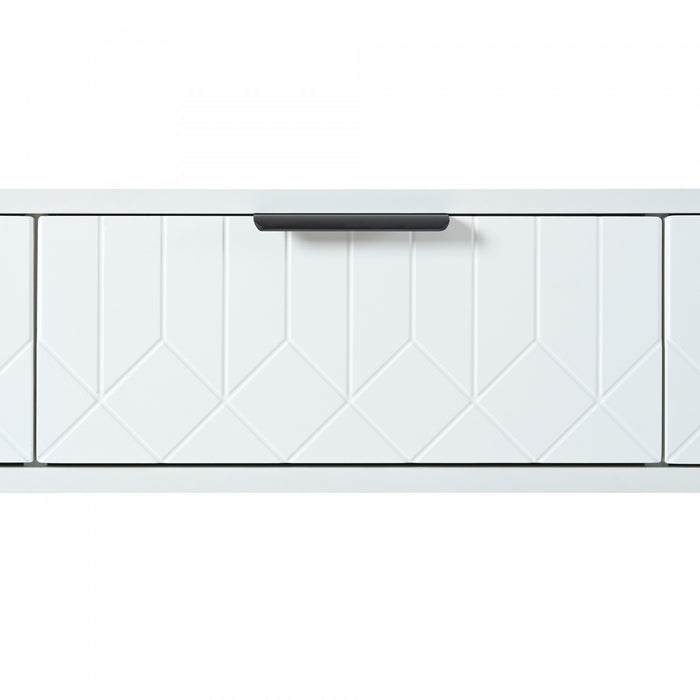 Horizon Modern Console Table with Geometric Drawers and Gold Frame, White/Black