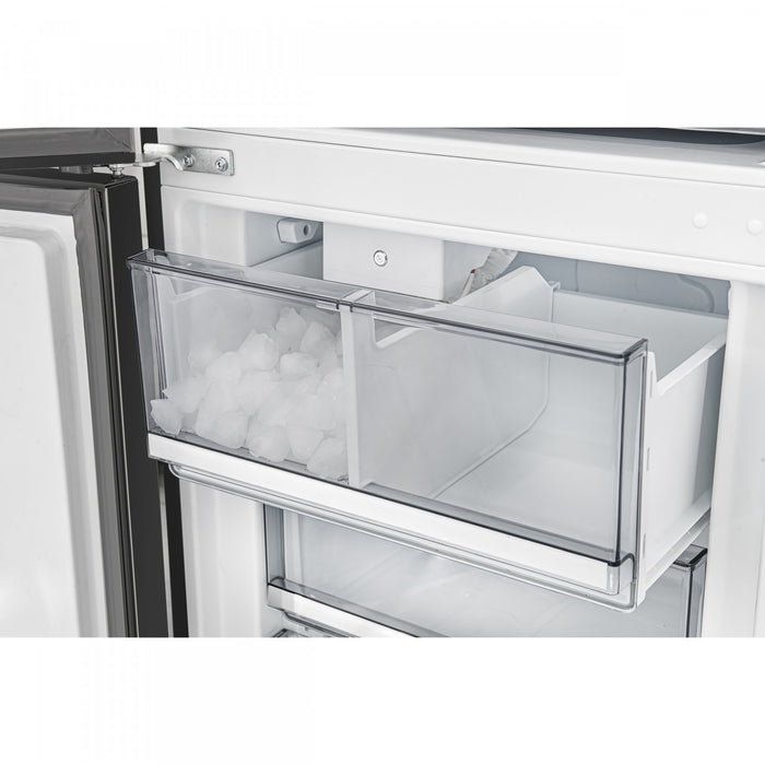 Forno Custodia 24\" Bottom Freezer, 10.3 cu.ft., Left Swing, Ice Maker, Black - FFFFD1766-24BLK-LS Refrigerator