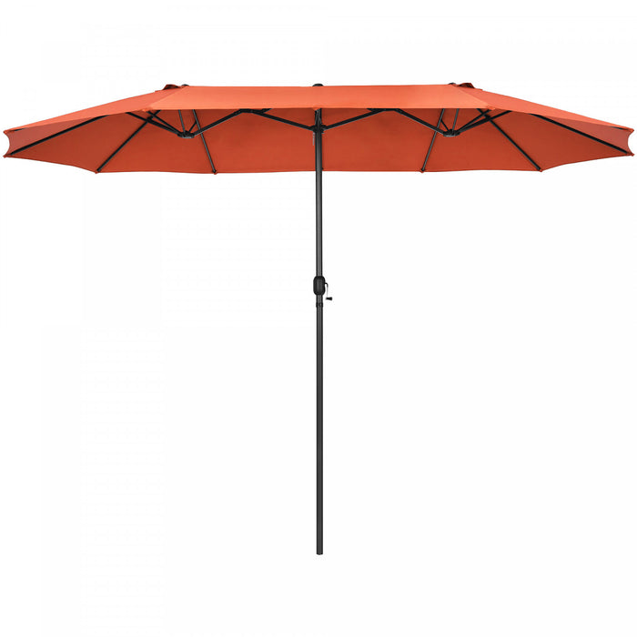 Costway 15FT Patio Double-Sided Umbrella Crank Outdoor Garden Market Sun Shade Orange