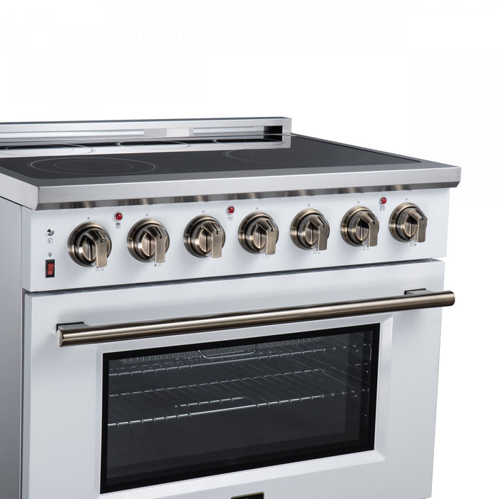 Forno Massimo 36 Inch Freestanding Electric Range, 5 radiant burners, 5.36 cu.ft., White - FFSEL6020-36WHT