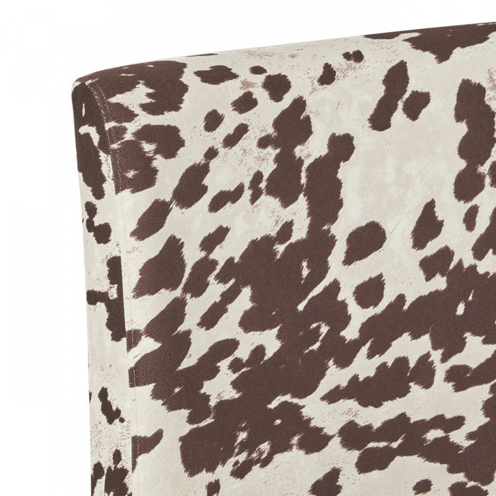 Oliver Linen-look Fabric Accent Chair Set Of 2 With Rubberwood Legs - Brown and White