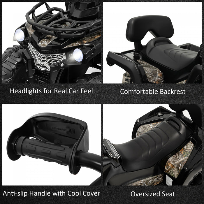 Costway 12v Kids Ride On Atv Electric 4-wheeler Quad 2 Speeds W/ Mp3 & Headlights Black